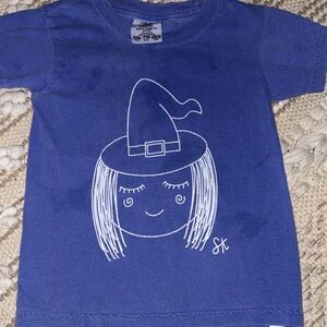 Cute Witch Graphic Tee for Kids - Blue